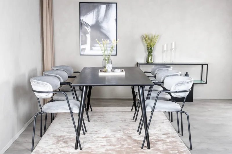 Balisa Matgrupp 180 cm + 6 st Arcarazo Matstolar Venture Home Black, undefined