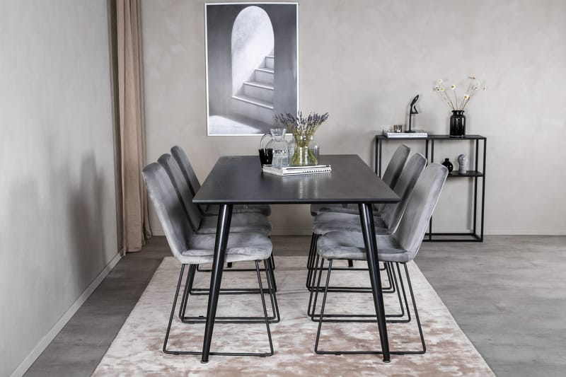 Balisa Matgrupp 180 cm + 6 st Jadraque Matstolar Venture Home Black - Møbler - Borde - Spisebordssæt