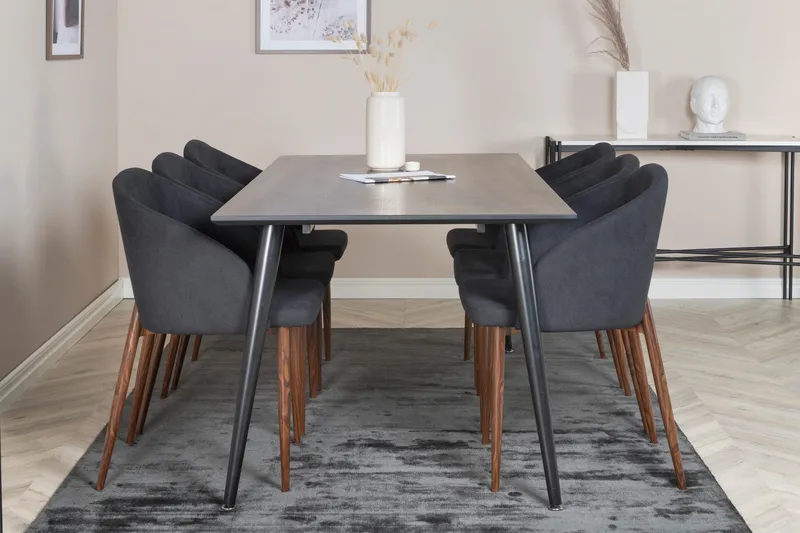 Balisa Matgrupp 180 cm + 6 st Kullersbro Matstolar Venture Home Black, undefined