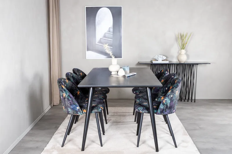 Balisa Matgrupp 180 cm + 6 st Sedavi Matstolar Venture Home Black, undefined