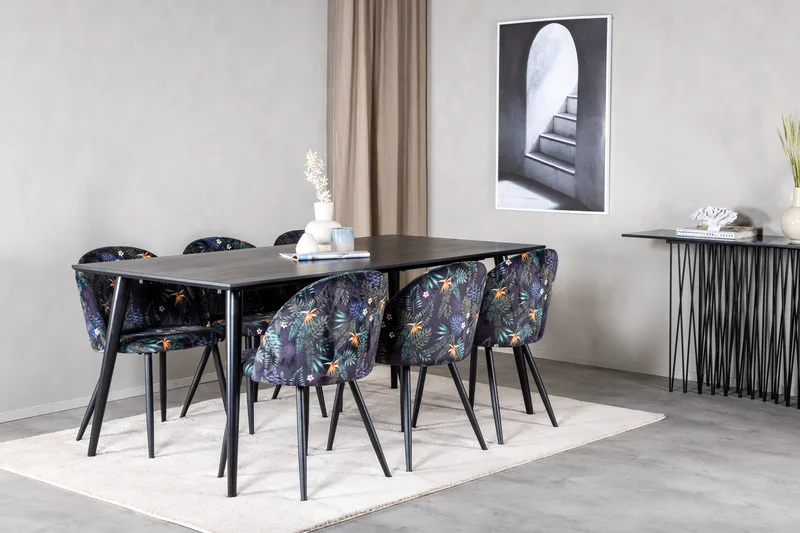Balisa Matgrupp 180 cm + 6 st Sedavi Matstolar Venture Home Black - Møbler - Borde - Spisebordssæt