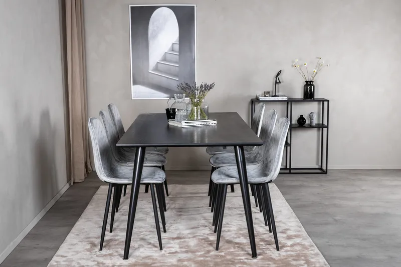 Balisa Matgrupp 180 cm + 6 st Ypas Matstolar Venture Home Black - Møbler - Borde - Spisebordssæt