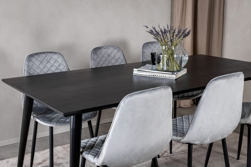 Balisa Matgrupp 180 cm + 6 st Ypas Matstolar Venture Home Black - Møbler - Borde - Spisebordssæt
