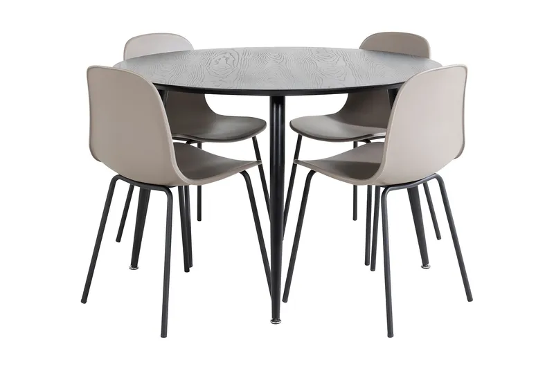 Balisa Spisebordssæt 115 cm Rund inkl 4 Kullersbro Stole, Sort/Beige