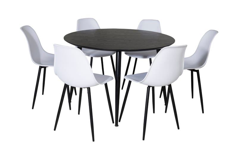 Balisa Spisebordssæt 115 cm Rund inkl 6 Ypas Stole - Sort/Hvid - Møbler - Borde - Spisebordssæt