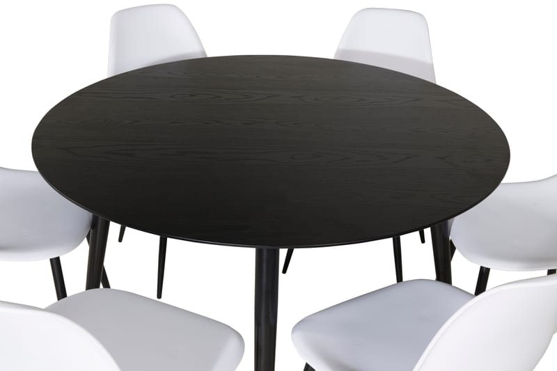 Balisa Spisebordssæt 115 cm Rund inkl 6 Ypas Stole - Sort/Hvid - Møbler - Borde - Spisebordssæt