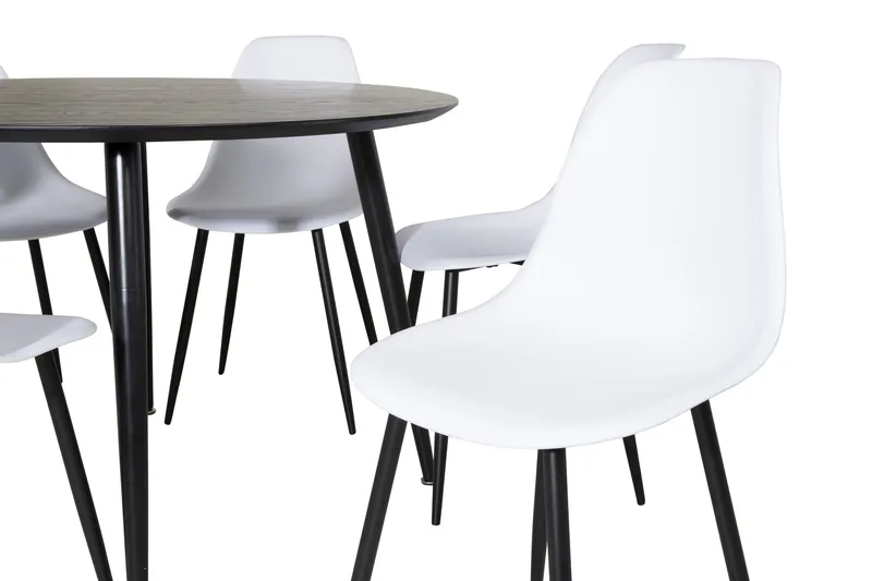 Balisa Spisebordssæt 115 cm Rund inkl 6 Ypas Stole - Sort/Hvid - Møbler - Borde - Spisebordssæt