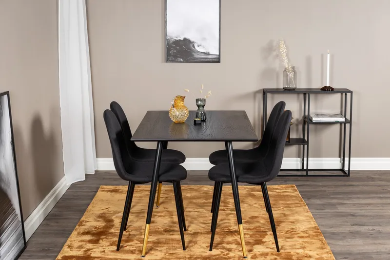Balisa Spisebordssæt 120 cm inkl 4 Ypas Stole - Sort - Møbler - Borde - Spisebordssæt