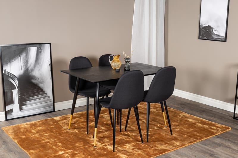 Balisa Spisebordssæt 120 cm inkl 4 Ypas Stole - Sort - Møbler - Borde - Spisebordssæt