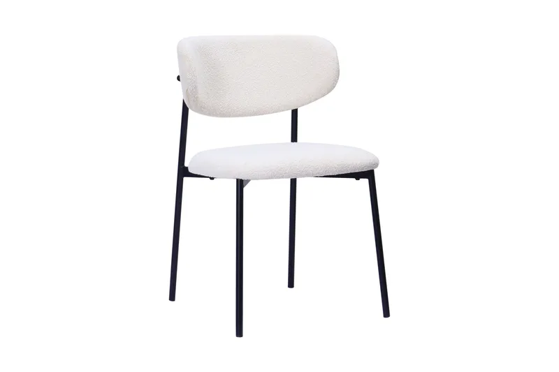 Spisebordssæt Bark Kopparbo 110 cm Valnød Hvid Bouclé/Metalben Sort Rund 4 - Møbler - Borde - Spisebordssæt