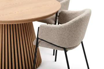 Spisebordssæt Bark Peyra 120-220 cm Eg Taupe bouclé - Møbler - Borde - Spisebordssæt