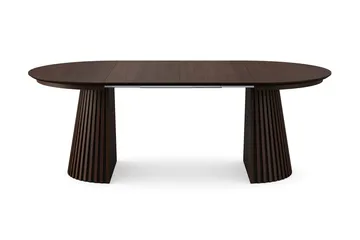 Spisebordssæt Bark Peyra 120-220 cm Røget eg Hvid bouclé/metalben i valnød - Røget eg - Møbler - Borde - Spisebordssæt