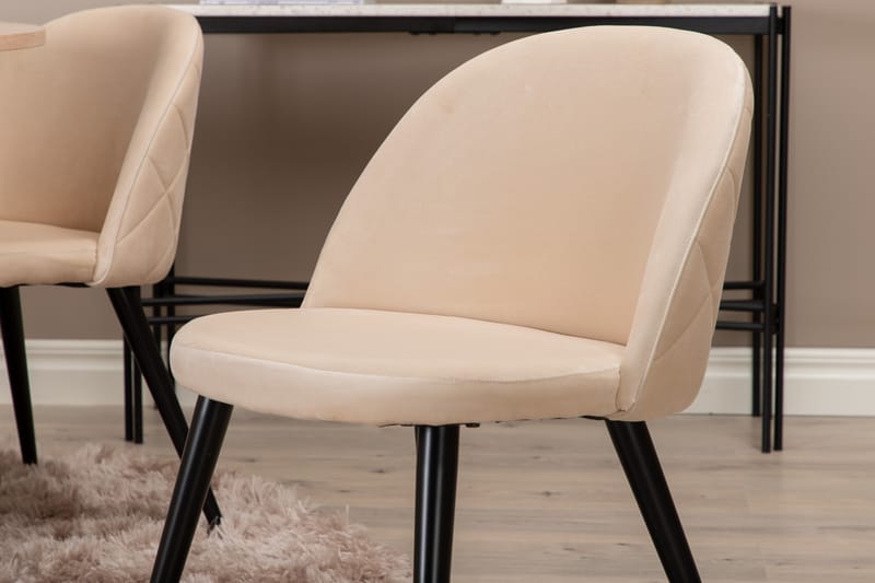 Biana Spisebordssæt 100 cm Rund inkl 4 Velvets Stole - Beige/Sort - Møbler - Borde - Spisebordssæt