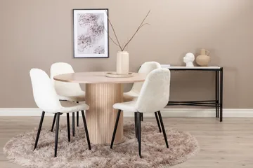 Biana Spisebordssæt 100 cm Rund inkl 4 Pontus Stole - Beige/Hvid/Sort - Møbler - Borde - Spisebordssæt