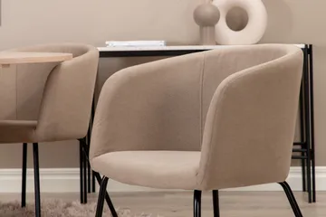 Biana Spisebordssæt 110 cm Rund inkl 4 Berita Stole - Beige/Sort - Møbler - Borde - Spisebordssæt