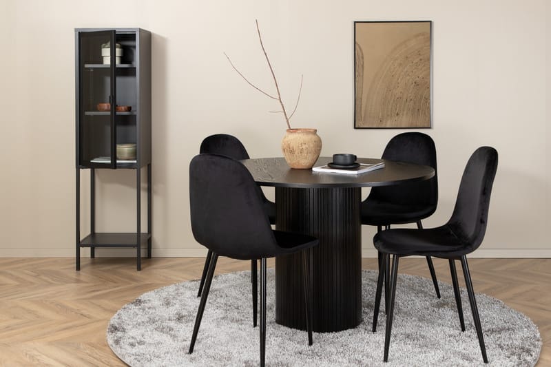 Biana Spisebordssæt 110 cm Rund inkl 4 Pontus Stole, Sort