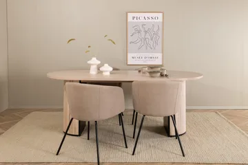 Biana Spisebordssæt 200 cm Oval inkl 4 Berita Stole - Beige/Sort - Møbler - Borde - Spisebordssæt
