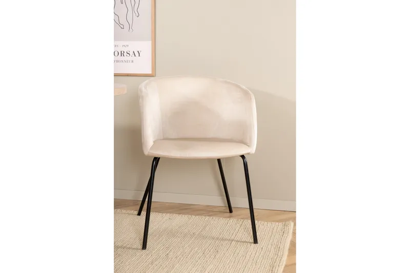 Biana Spisebordssæt 200 cm Oval inkl 4 Berita Velourstole - Beige/Sort - Møbler - Borde - Spisebordssæt
