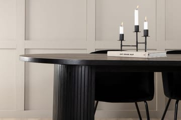 Biana Spisebordssæt 200 cm Oval inkl 4 Berita Velourstole - Sort - Møbler - Borde - Spisebordssæt