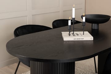 Biana Spisebordssæt 200 cm Oval inkl 4 Berita Velourstole - Sort - Møbler - Borde - Spisebordssæt
