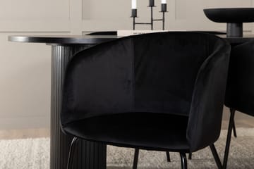 Biana Spisebordssæt 200 cm Oval inkl 4 Berita Velourstole - Sort - Møbler - Borde - Spisebordssæt