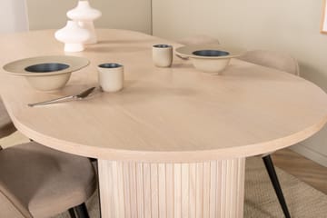 Biana Spisebordssæt 200 cm Oval inkl 4 Velvets Stole - Beige/Sort - Møbler - Borde - Spisebordssæt