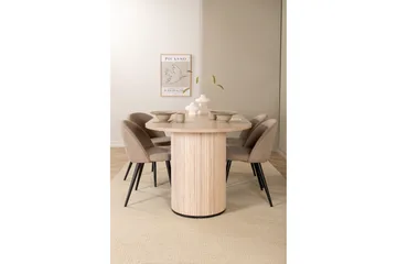 Biana Spisebordssæt 200 cm Oval inkl 4 Velvets Stole - Beige/Sort - Møbler - Borde - Spisebordssæt