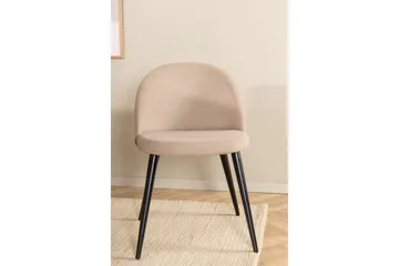 Biana Spisebordssæt 200 cm Oval inkl 4 Velvets Stole - Beige/Sort - Møbler - Borde - Spisebordssæt