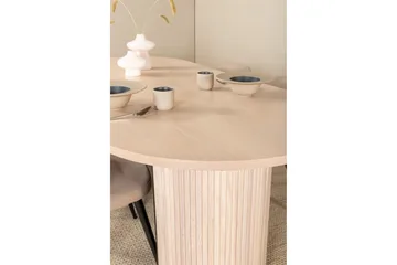 Biana Spisebordssæt 200 cm Oval inkl 4 Velvets Stole - Beige/Sort - Møbler - Borde - Spisebordssæt