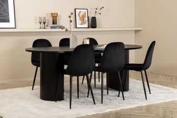 Biana Spisebordssæt 200 cm Oval inkl 6 Pontus Stole - Sort - Møbler - Borde - Spisebordssæt