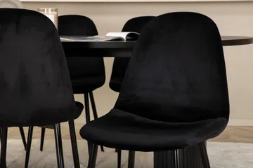 Biana Spisebordssæt 200 cm Oval inkl 6 Pontus Stole - Sort - Møbler - Borde - Spisebordssæt