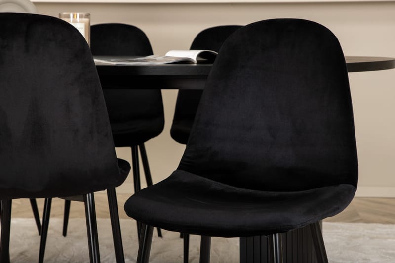 Biana Spisebordssæt 200 cm Oval inkl 6 Pontus Stole - Sort - Møbler - Borde - Spisebordssæt
