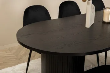 Biana Spisebordssæt 200 cm Oval inkl 6 Pontus Stole - Sort - Møbler - Borde - Spisebordssæt