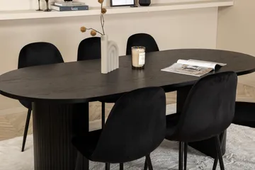 Biana Spisebordssæt 200 cm Oval inkl 6 Pontus Stole - Sort - Møbler - Borde - Spisebordssæt