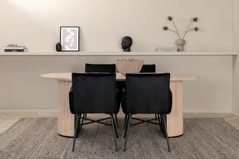 Bianca ovalt spisebord med 4st Pippi spisebordsstol, undefined