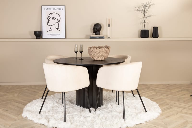 Bianca rund spisebord med 4 Berit Spisebordsstol, undefined
