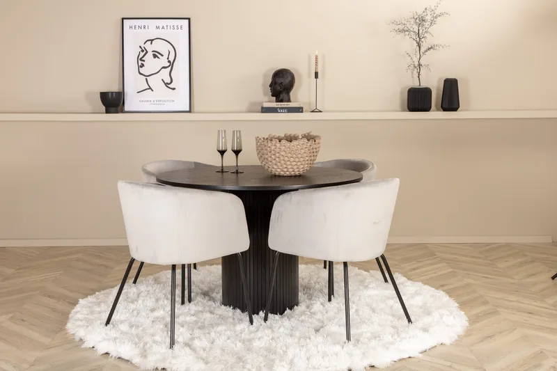Bianca rund spisebord med 4 Berit Spisebordsstol, undefined