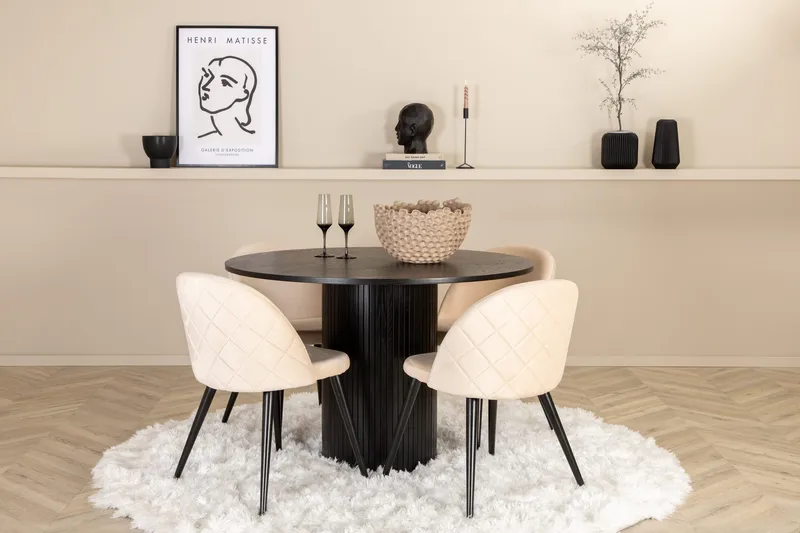 Bianca rund spisebord med 4 Spisebordsstol, undefined