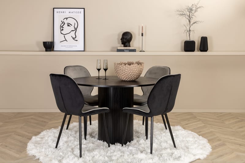 Bianca rundt spisebord med 4st Emma spisebordsstol, undefined