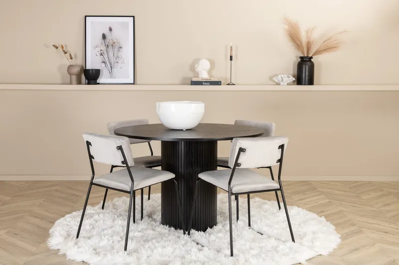 Bianca rundt spisebord med 4st Kenth spisebordsstol, undefined