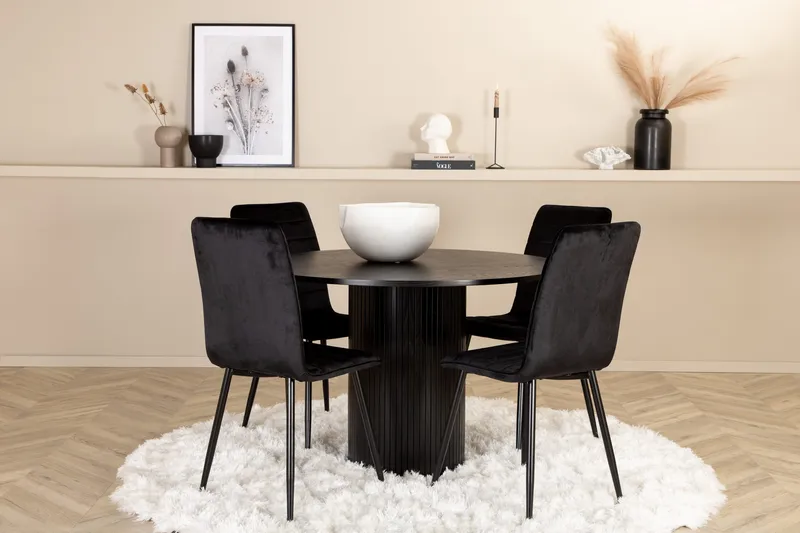 Bianca rundt spisebord med 4st Windu Lyx spisebordsstol, undefined