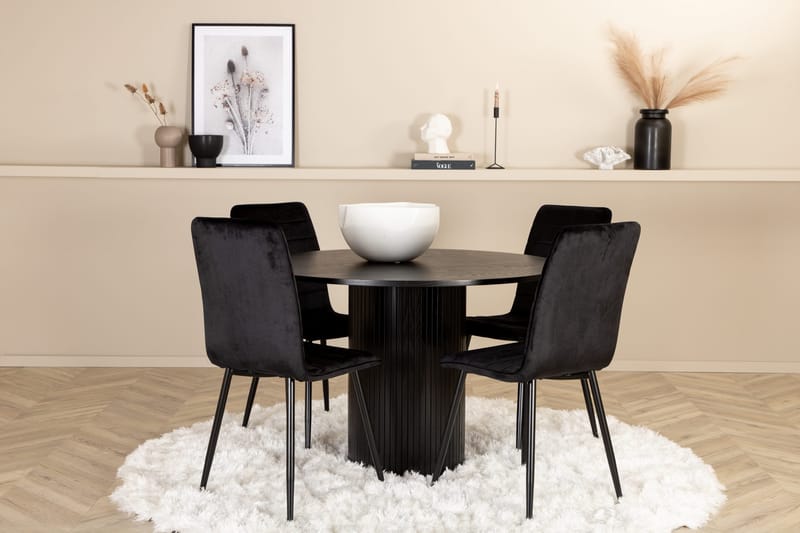 Bianca rundt spisebord med 4st Windu Lyx spisebordsstol, undefined