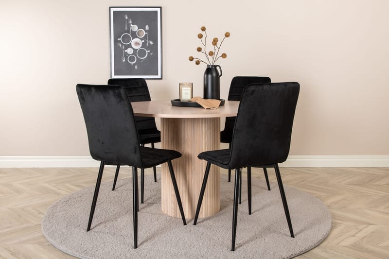 Bianca rundt spisebord med 4st Windu Lyx spisebordsstol, undefined