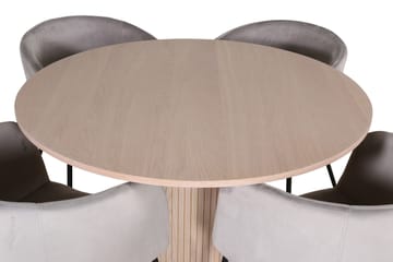 Bianca Spisegruppe 110 cm Rund med 4 Berit stole - Whitewash/Grå - M øbler - Borde - Spisebordssæt
