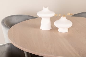 Bianca Spisegruppe 110 cm Rund med 4 Berit stole - Whitewash/Grå - Møbler - Borde - Spisebordssæt