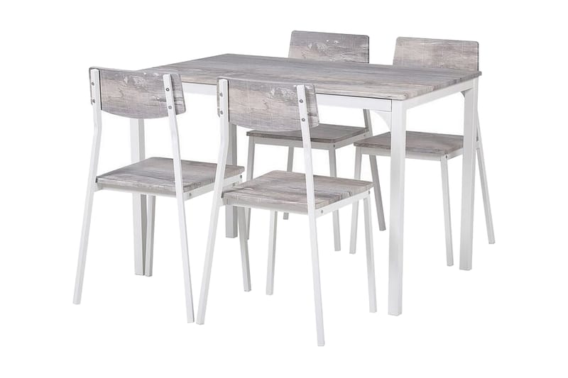 Bismarca Spisebordssæt 110 cm Inkl 4 Stole - Grå/Hvid - Møbler - Borde - Spisebordssæt