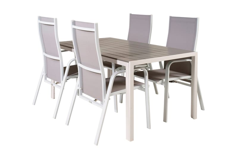 Buitepos Spisebordssæt inkl 4 Dusternbrook Armstole - Nonwood/Hvid - Havemøbler - Udendørsgruppe - Havesæt