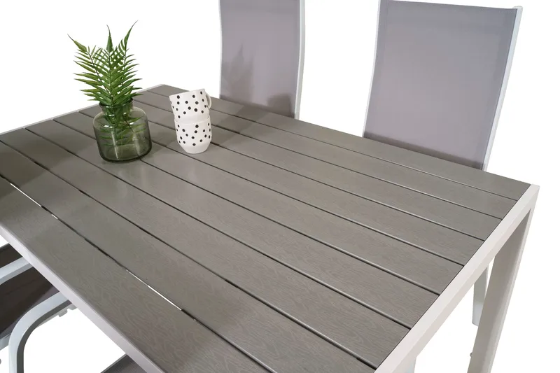 Buitepos Spisebordssæt inkl 4 Dusternbrook Armstole - Nonwood/Hvid - Havemøbler - Udendørsgruppe - Havesæt