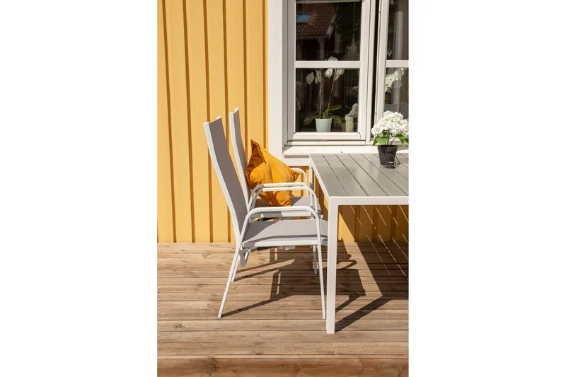 Buitepos Spisebordssæt inkl 4 Dusternbrook Armstole - Nonwood/Hvid - Havemøbler - Udendørsgruppe - Havesæt