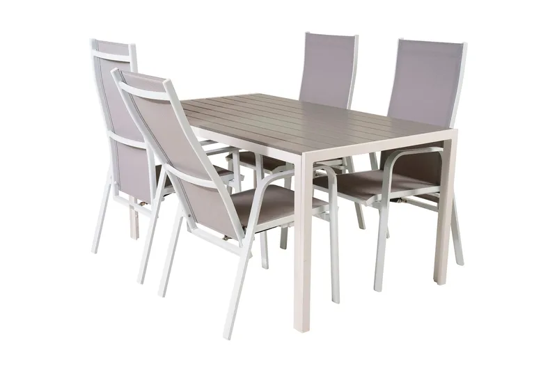 Buitepos Spisebordssæt inkl 4 Dusternbrook Armstole - Nonwood/Hvid - Havemøbler - Udendørsgruppe - Havesæt